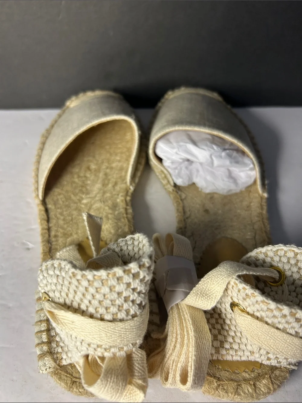 J Crew Women’s Natural Linen Espadrille Sandals - Neutral NWOT